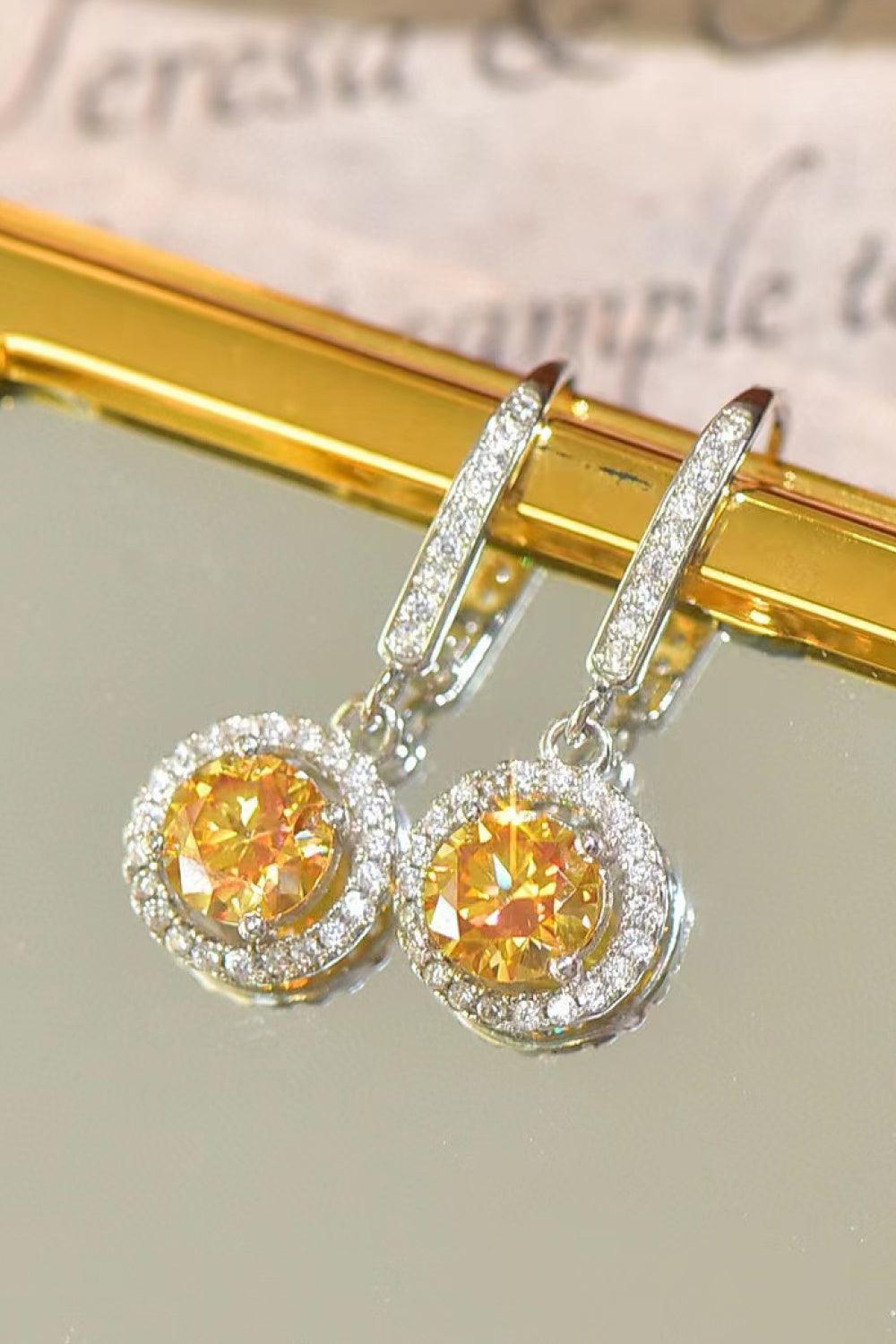 Platinum-Plated 2 Carat Moissanite Drop Earrings Carauana Store