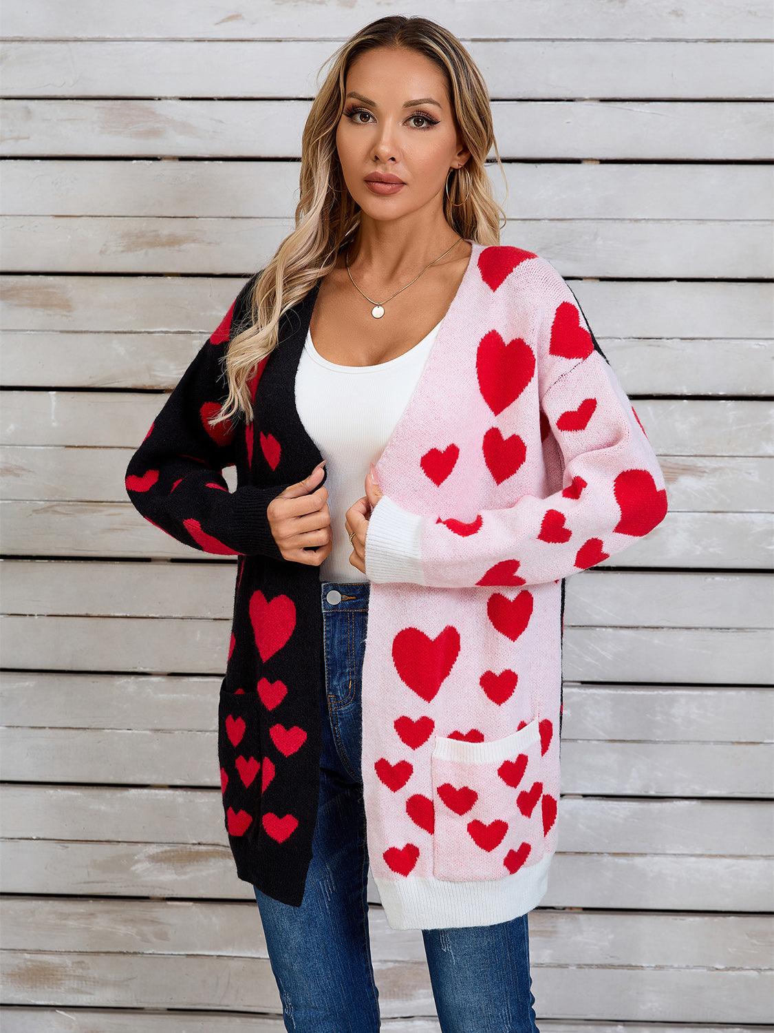 Angel Wings Heart Open Front Long Sleeve Cardigan Carauana Store