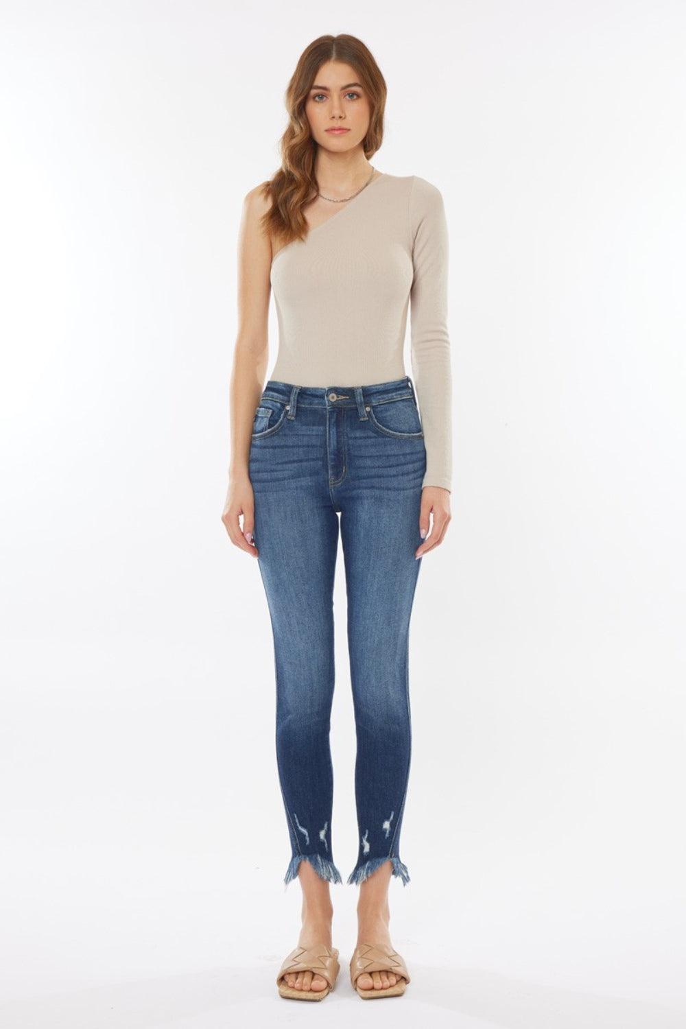 Kancan Raw Hem High Waist Cropped Jeans Carauana Store