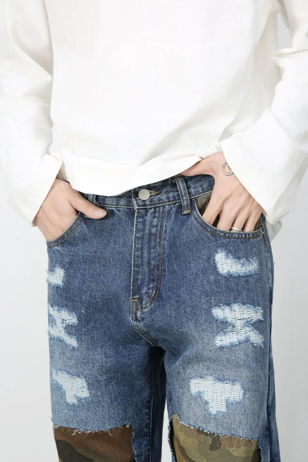 Men's Distressed Camouflage Jeans Carauana Store