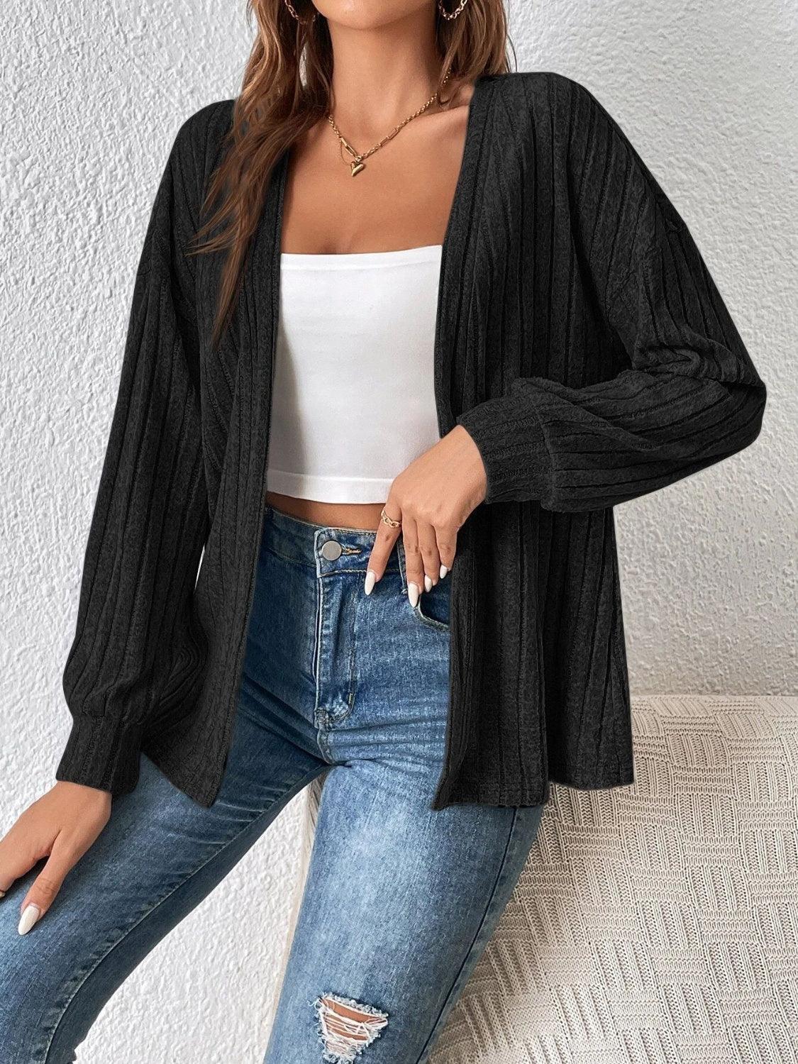Open Front Long Sleeve Cardigan Carauana Store