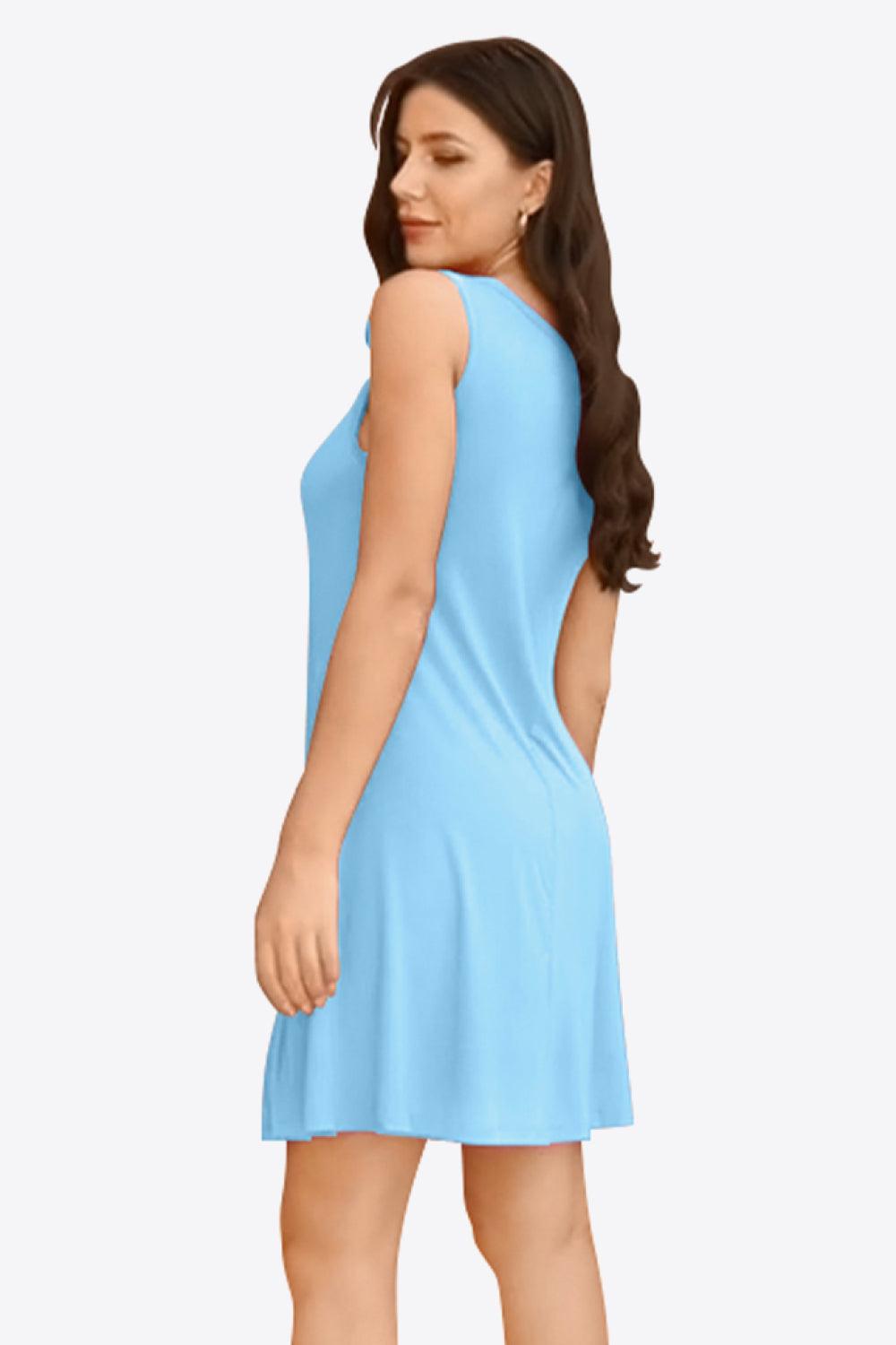 Full Size Round Neck Sleeveless Dress with Pockets Carauana Store