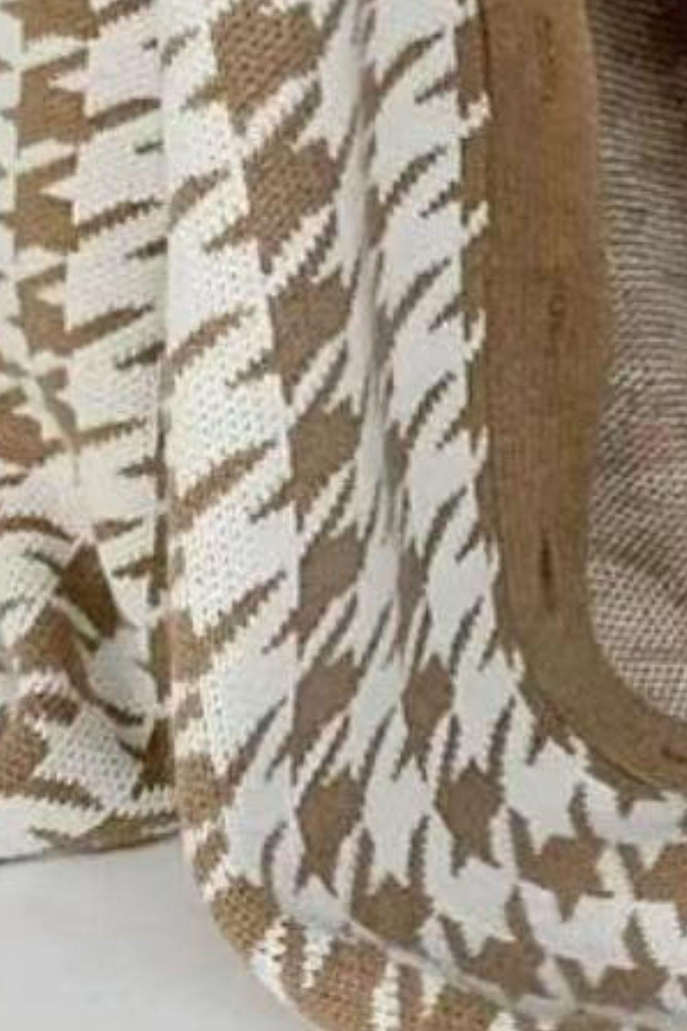 Houndstooth Button Up Long Sleeve Cardigan Carauana Store