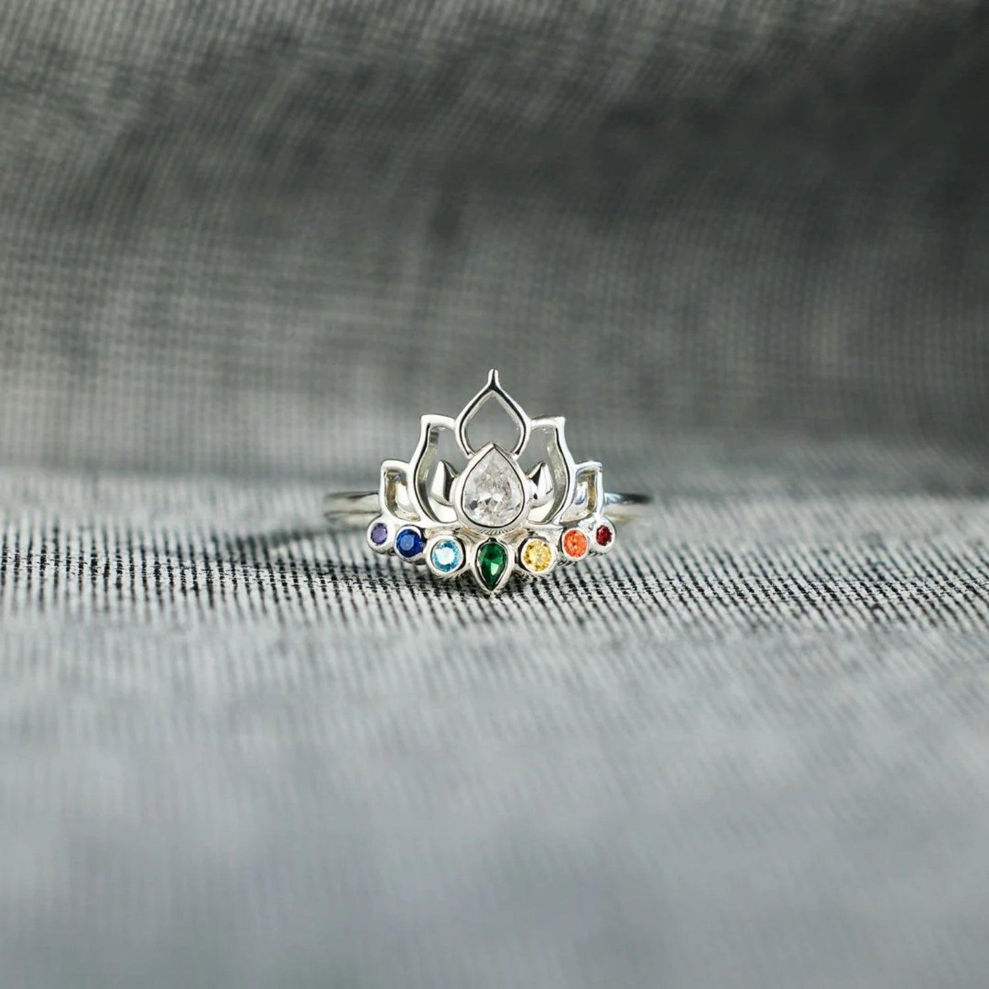 925 Sterling Silver Inlaid Zircon Lotus Shape Ring Carauana Store