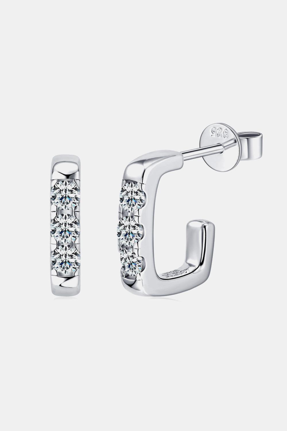 Moissanite 925 Sterling Silver Geometrical Huggie Earrings Carauana Store