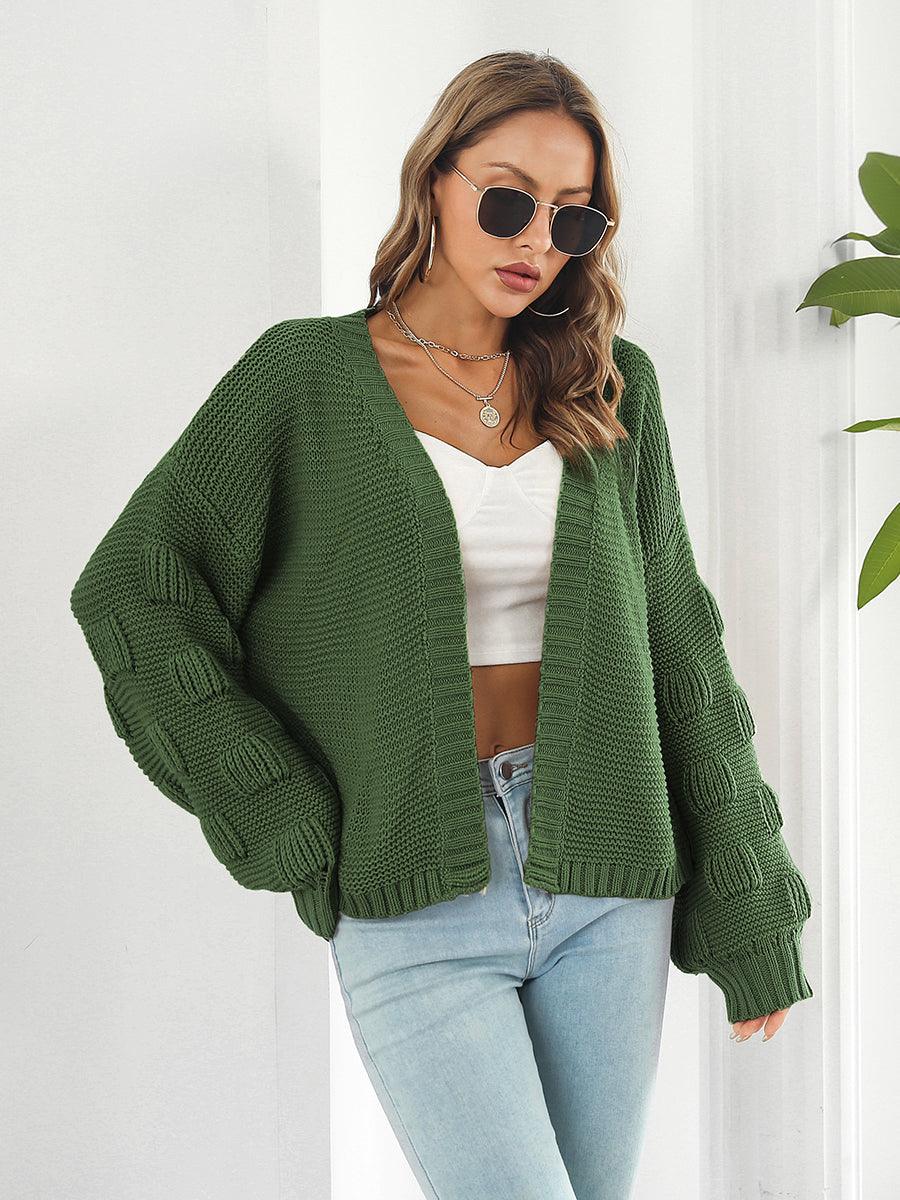 Open Front Ribbed Trim Cardigan Carauana Store