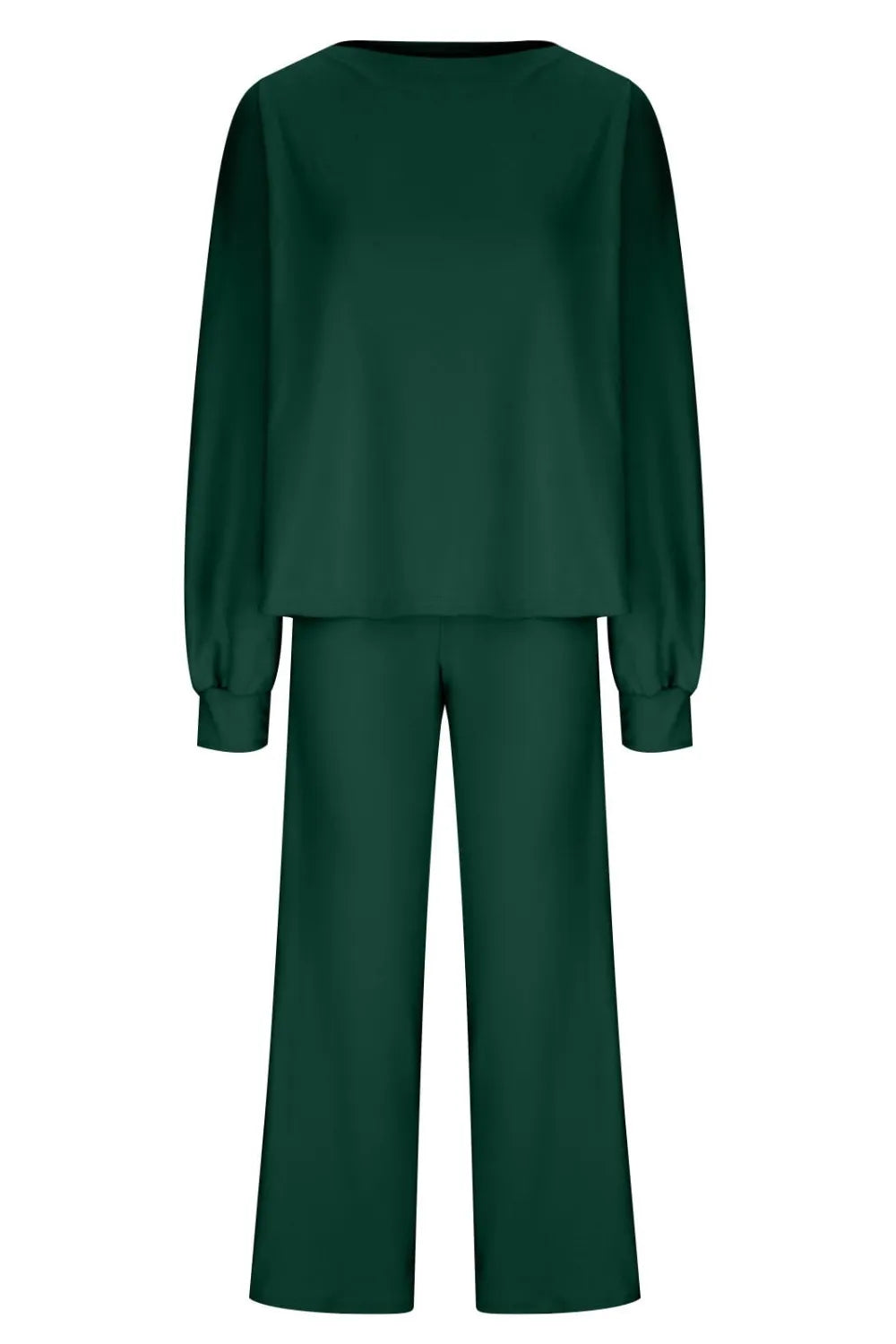 Round Neck Long Sleeve Top and Pants Set Carauana Store
