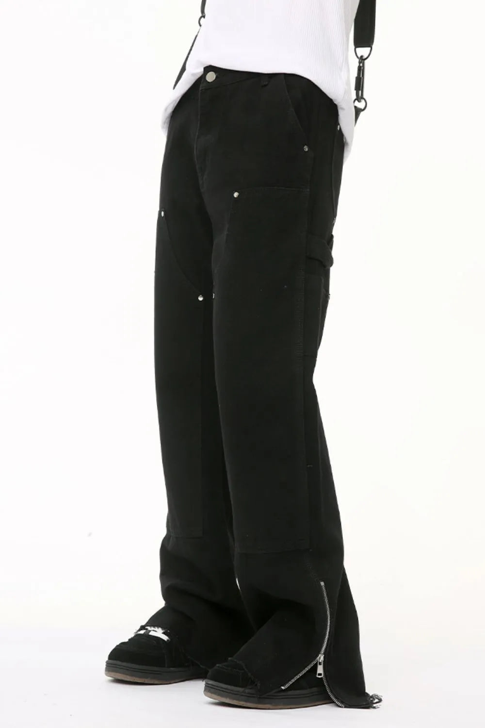 Men's Raw Hem Bootcut Jeans with Zip-Up Sides Carauana Store