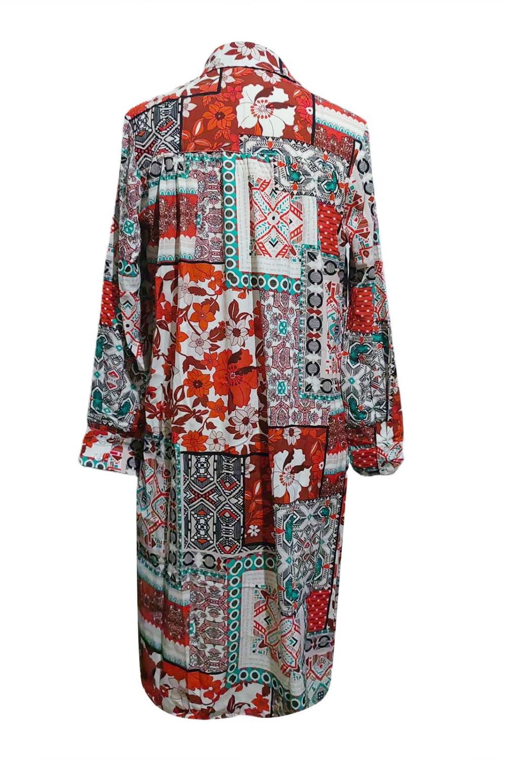 Printed Button Up Long Sleeve Cardigan Carauana Store