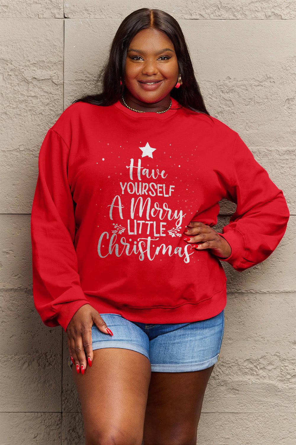 Simply Love Full Size HAVE YOURSELF A MERRY LITTLE CHRISTMAS Round Neck Sweatshirt Carauana Store