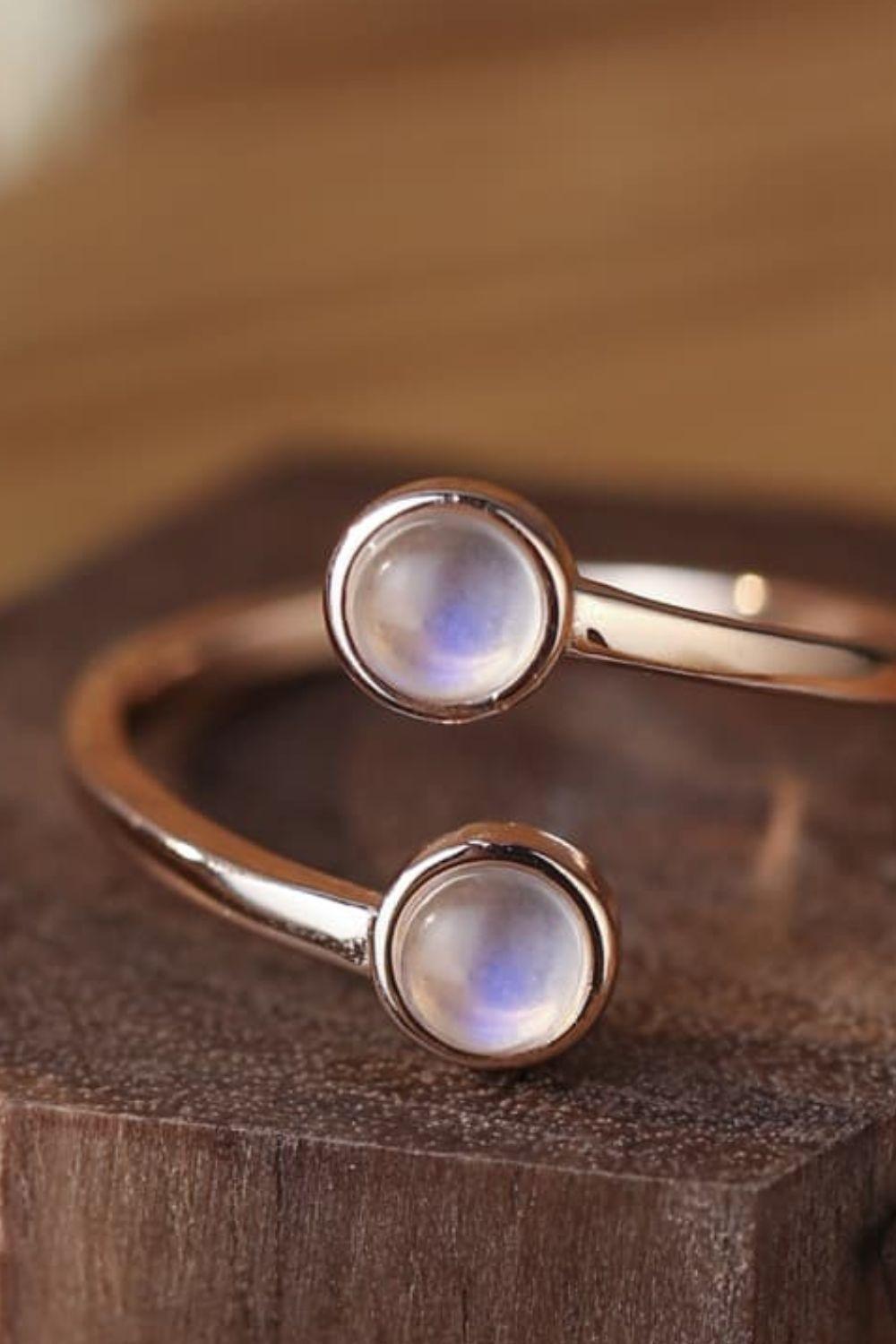 High Quality Natural Moonstone 925 Sterling Silver Toi Et Moi Ring Carauana Store