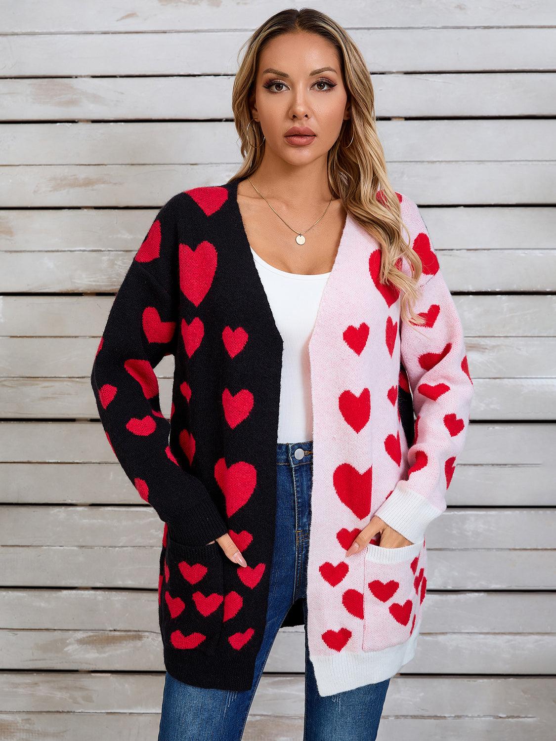 Angel Wings Heart Open Front Long Sleeve Cardigan Carauana Store