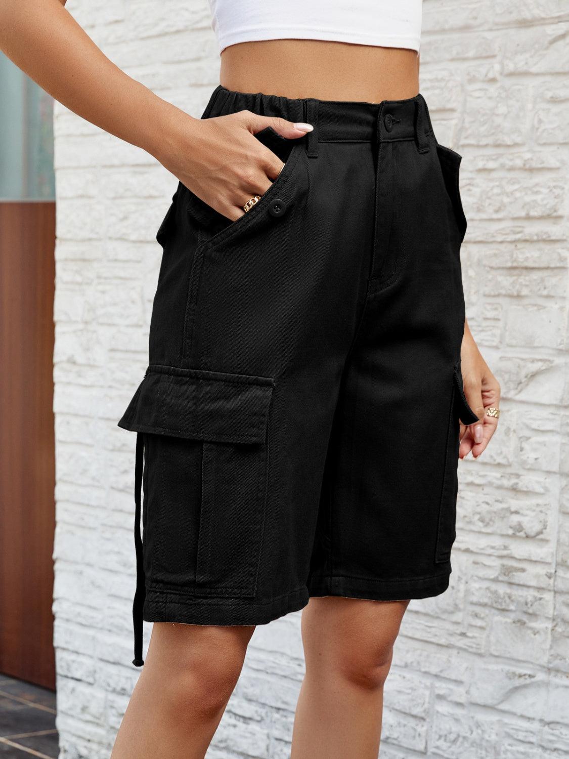 High Waist Denim Shorts with Pockets Carauana Store