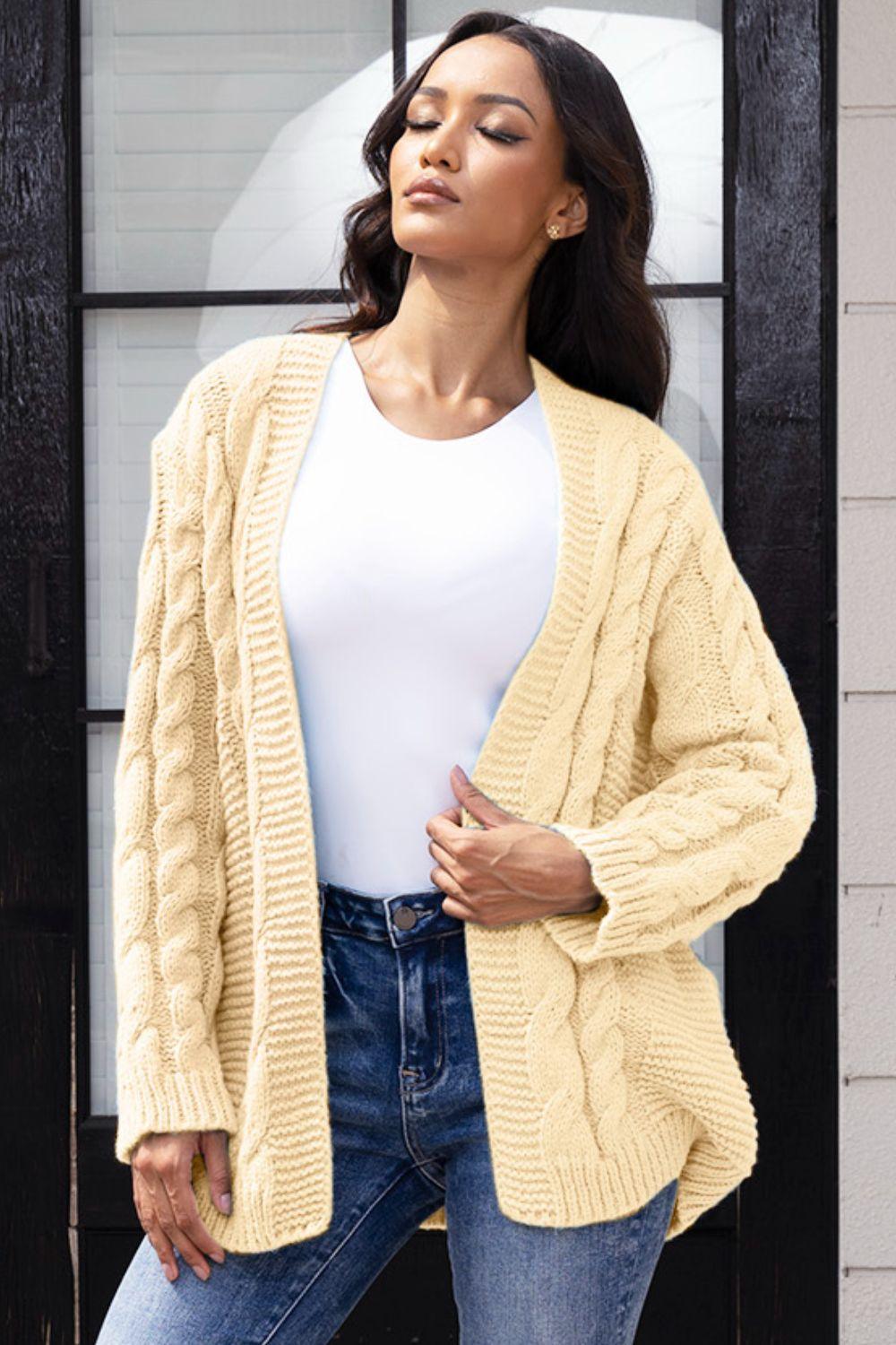 Open Front Cable-Knit Cardigan Carauana Store