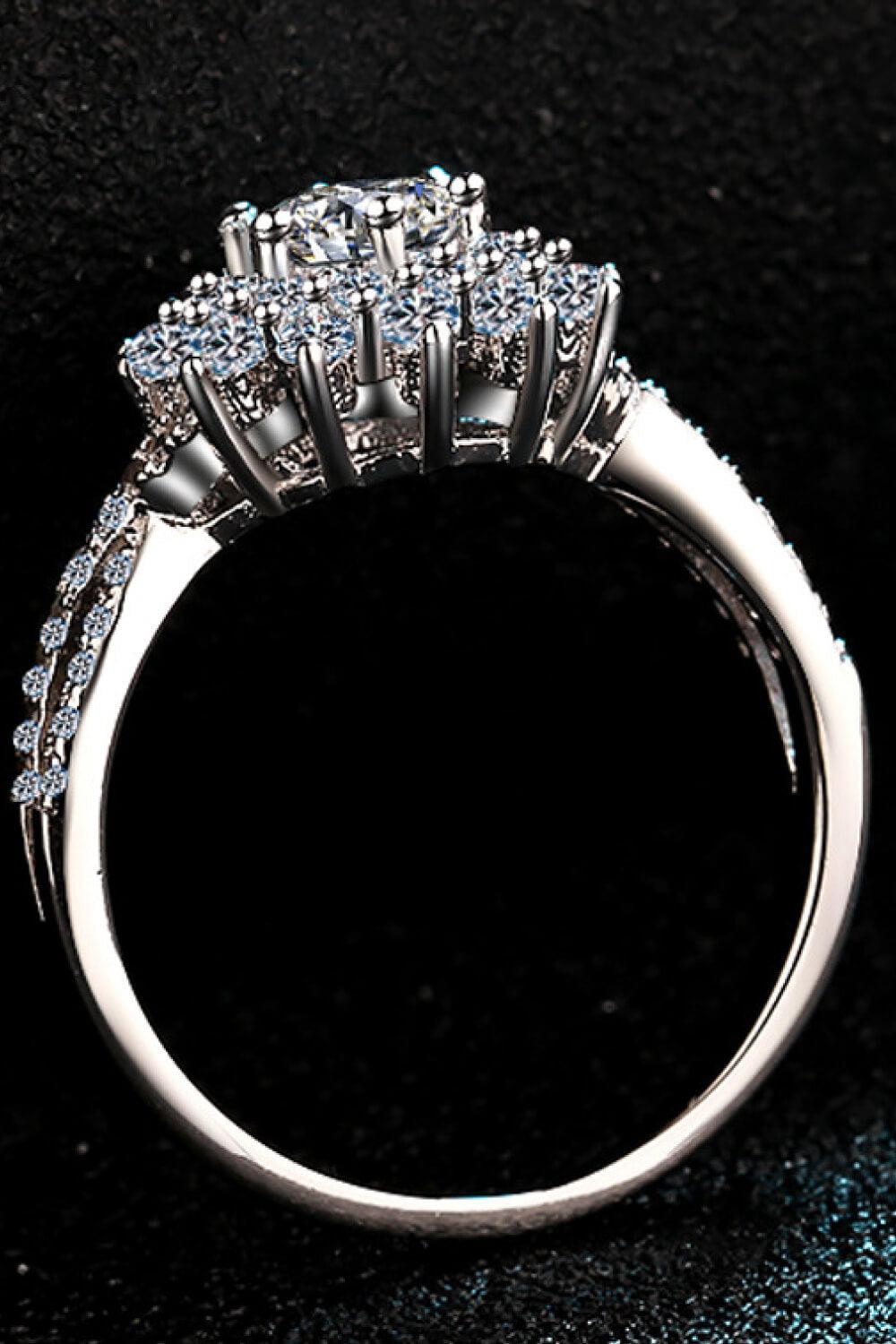 Moissanite Flower-Shape Split Shank Ring Carauana Store