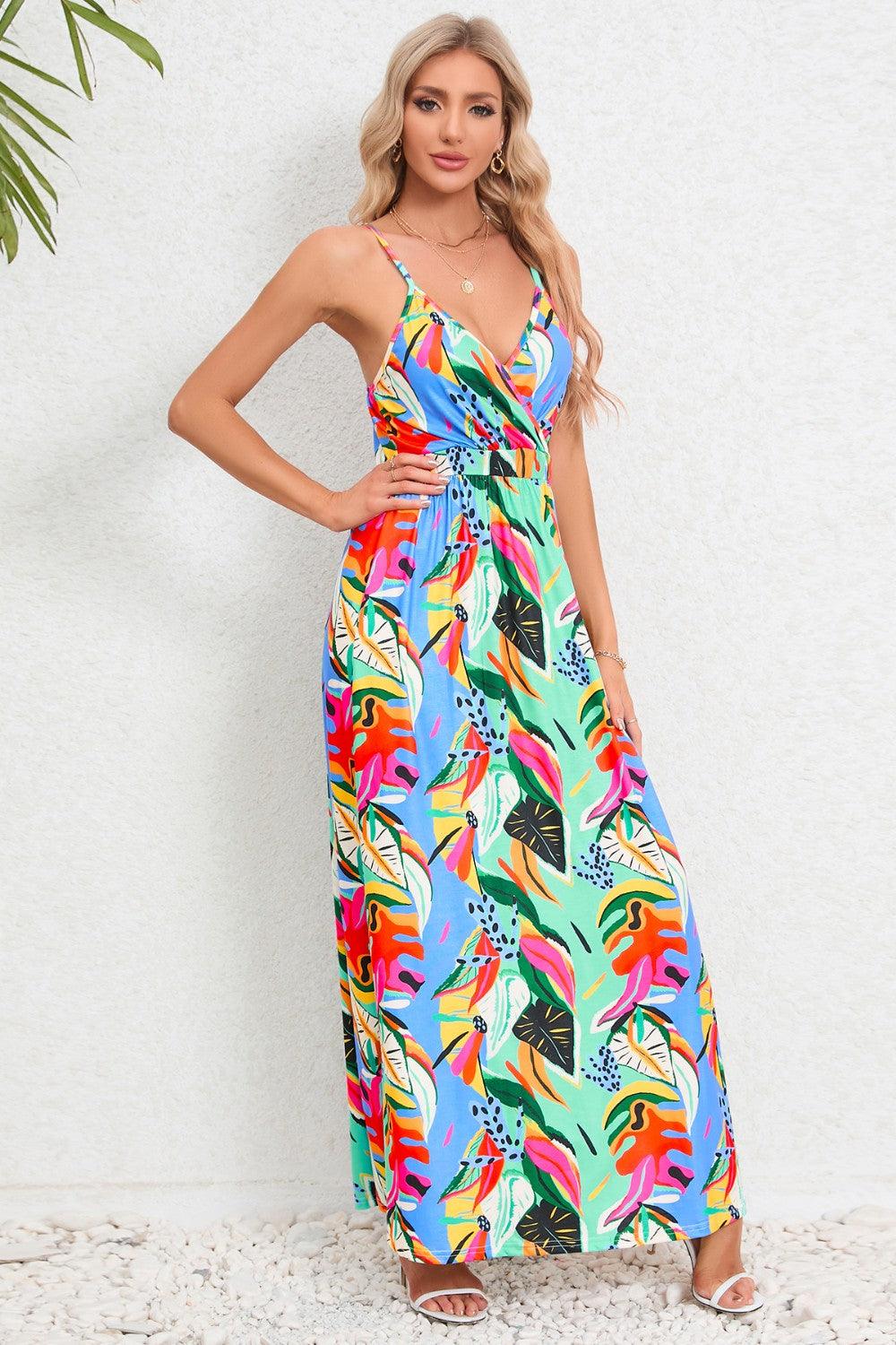 Printed Surplice Maxi Cami Dress Carauana Store