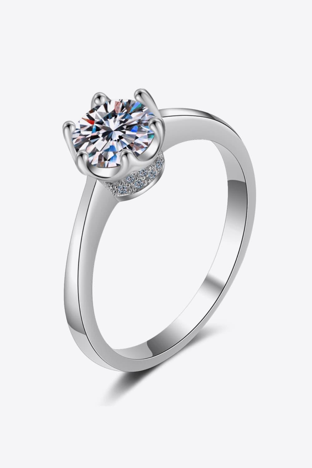 1 Carat Moissanite Rhodium-Plated Solitaire Ring Carauana Store
