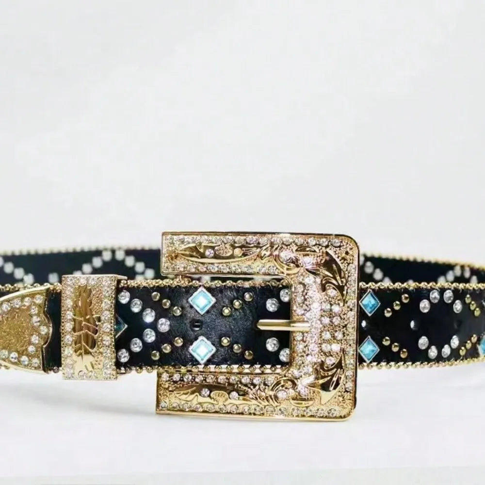 Rhinestone PU Leather Belt Carauana Store