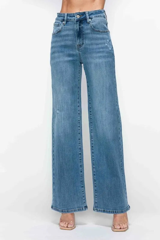 bytos Full Size High Rise Wide Leg Jeans with Pockets Carauana Store
