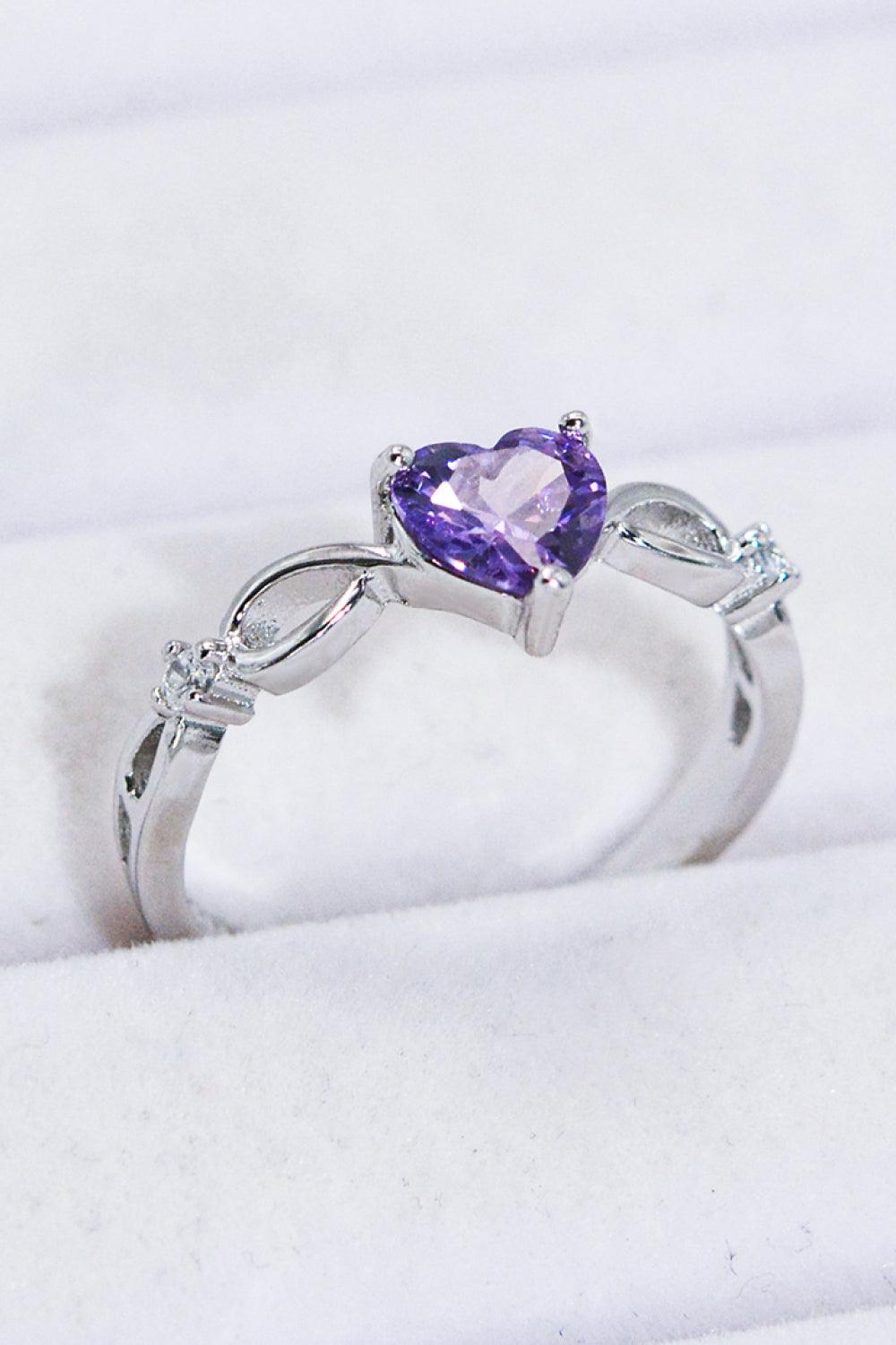 Crystal Heart 925 Sterling Silver Ring Carauana Store