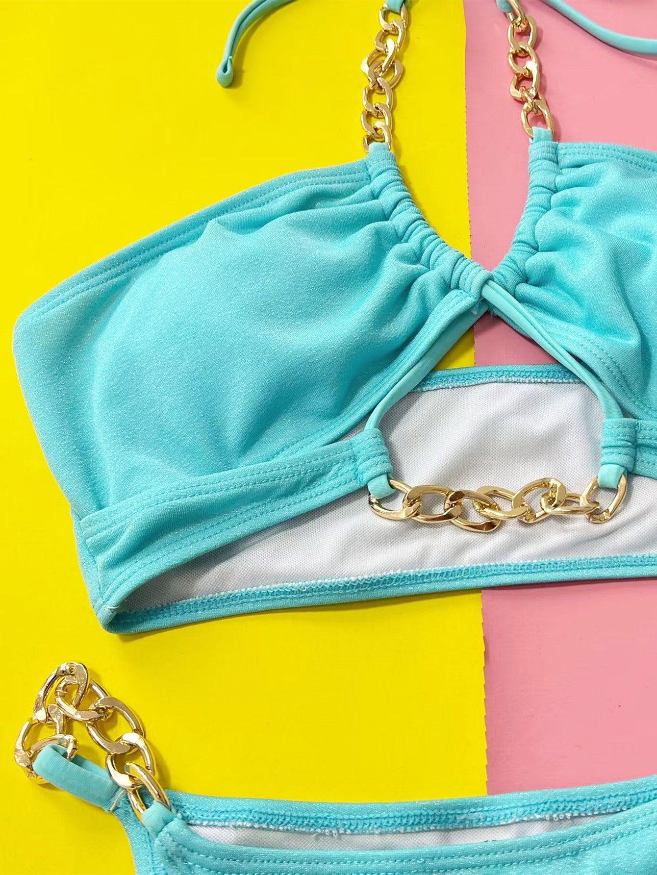 Halter Neck Chain Detail Two-Piece Bikini Set Carauana Store