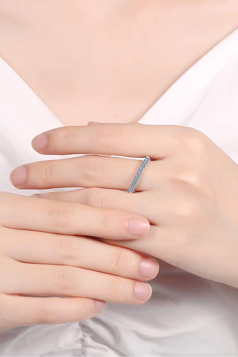 Moissanite 925 Sterling Silver Half-Eternity Ring Carauana Store