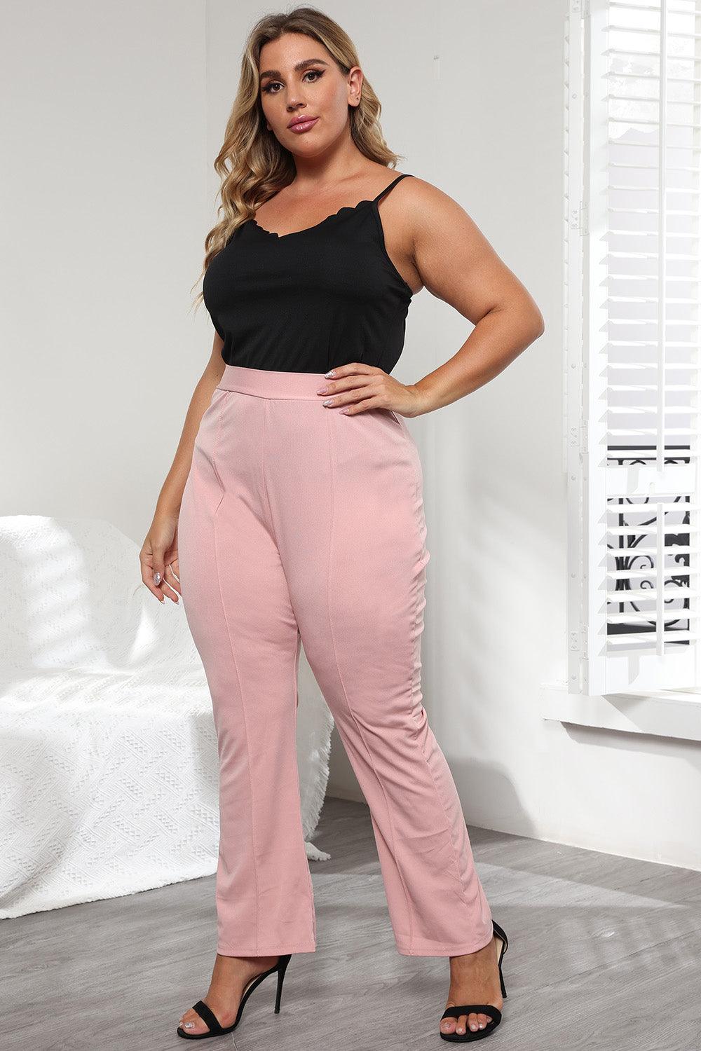 Plus Size Seamed Detail Plain Pants Carauana Store