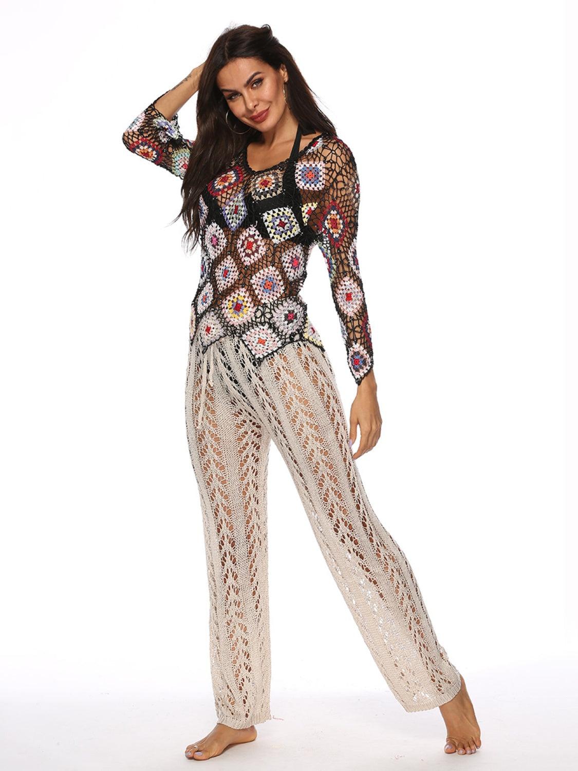 Cutout Drawstring High Waist Swim Pants Carauana Store