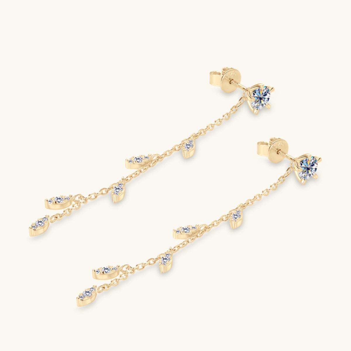 1.38 Carat Moissanite 925 Sterling Silver Leaf Earrings Carauana Store