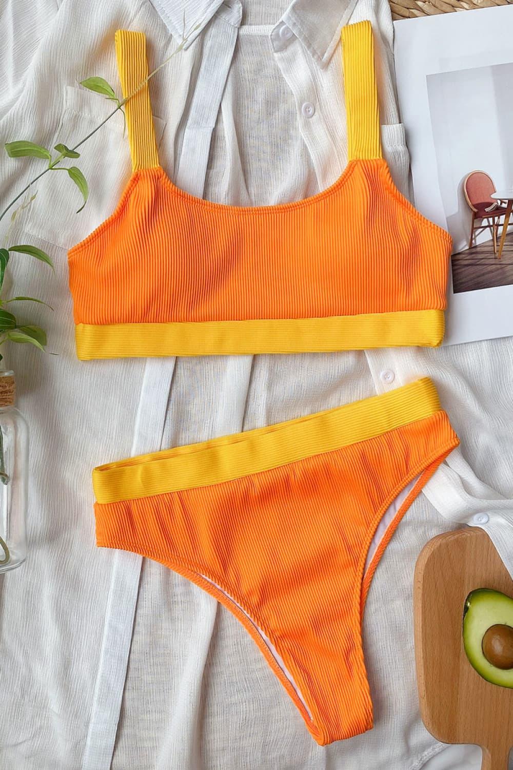 Color Block Scoop Neck Bikini Set Carauana Store
