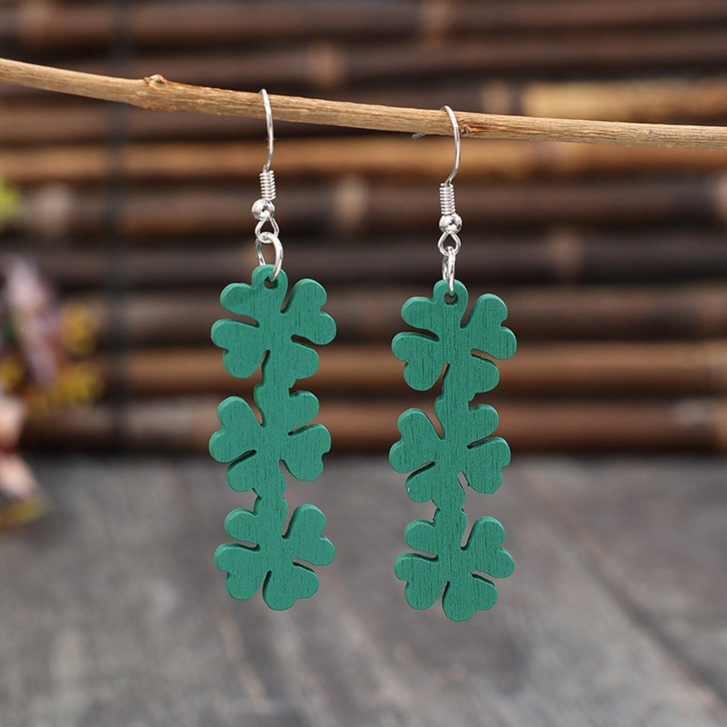 Lucky Clover Wooden Dangle Earrings Carauana Store