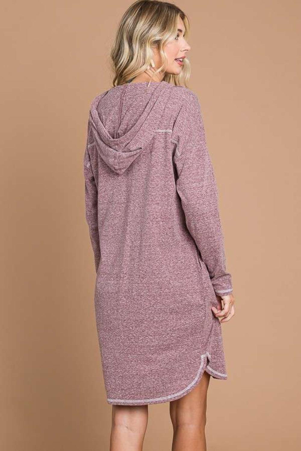 Culture Code Full Size Hooded Long Sleeve Sweater Dress Carauana Store
