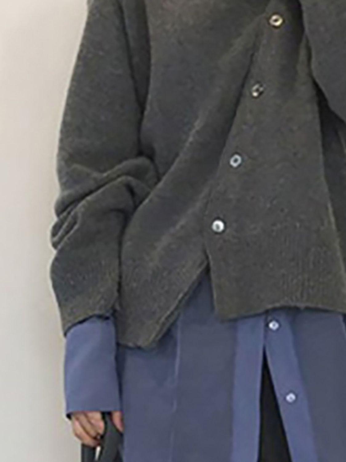 Dropped Shoulder Buttoned Cardigan Carauana Store