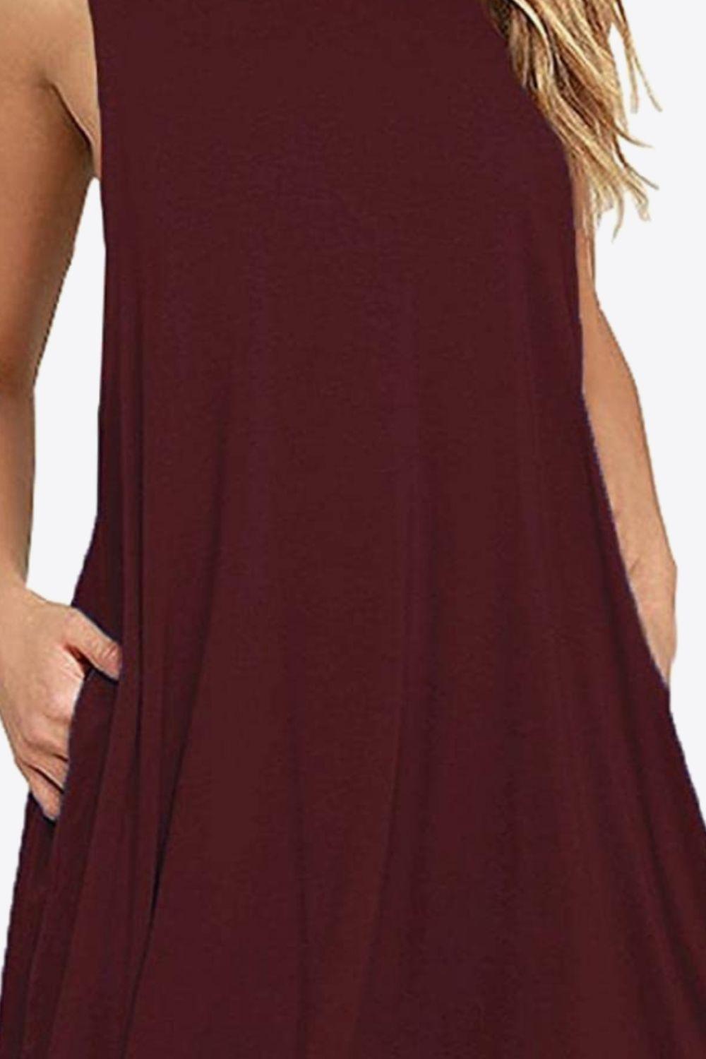 Full Size Round Neck Sleeveless Dress with Pockets Carauana Store
