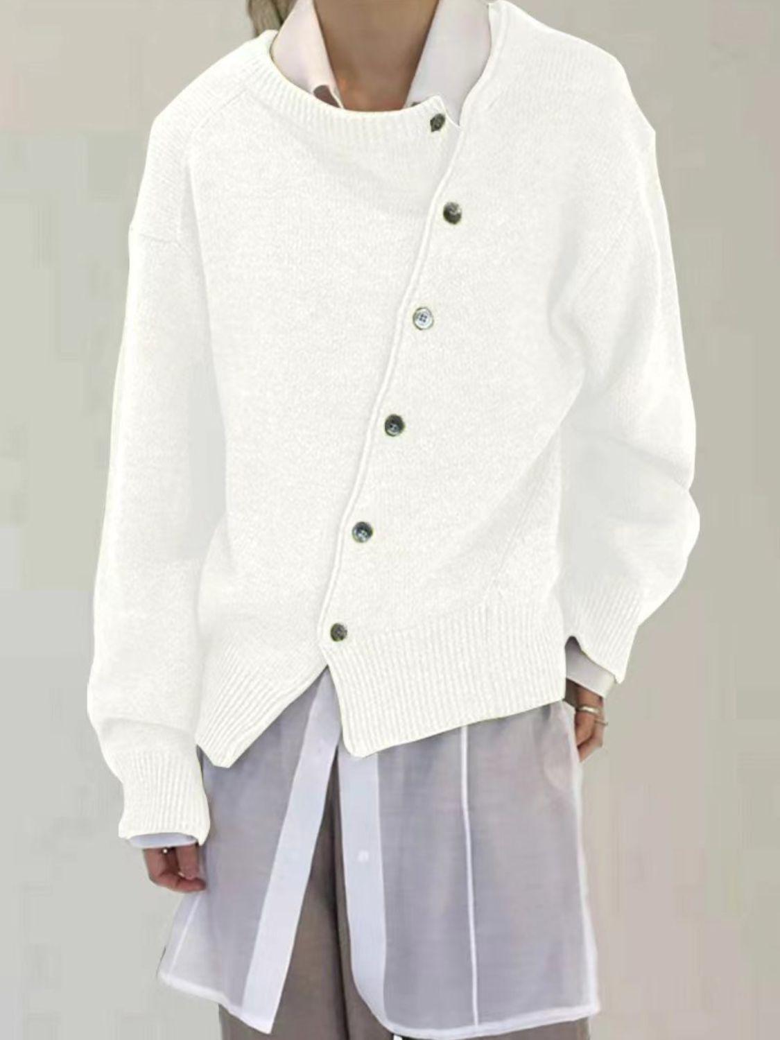 Dropped Shoulder Buttoned Cardigan Carauana Store