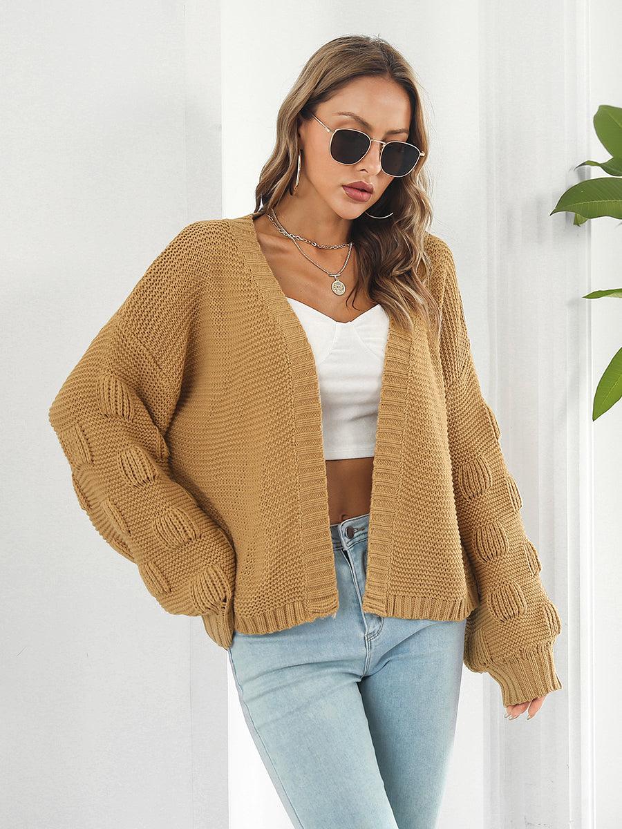 Open Front Ribbed Trim Cardigan Carauana Store