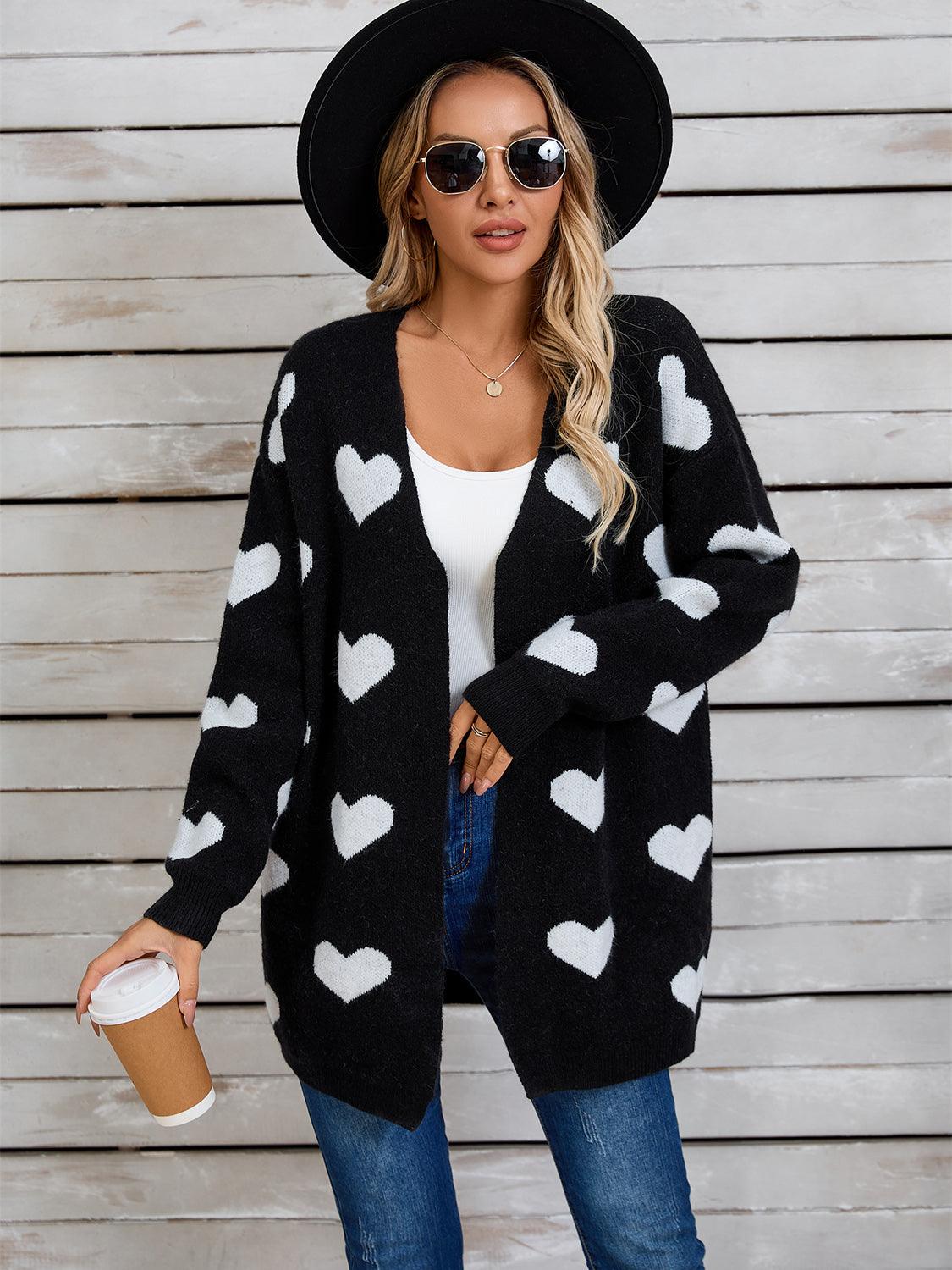 Angel Wings Heart Open Front Long Sleeve Cardigan Carauana Store