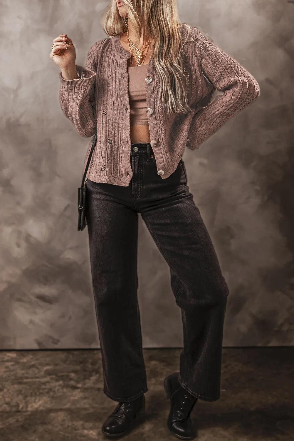 Button Up Long Sleeve Cardigan Carauana Store