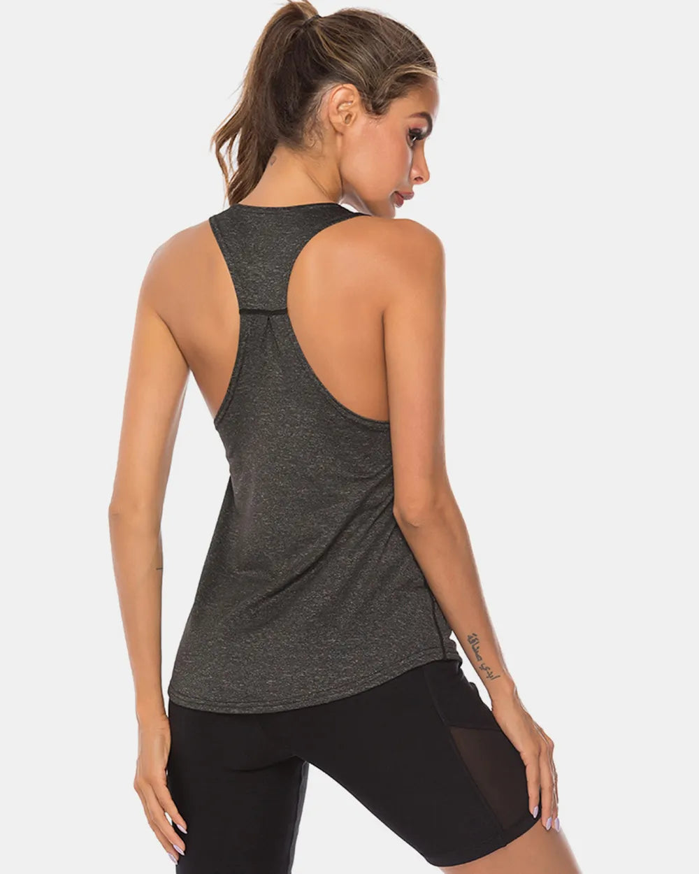 Full Size Scoop Neck Wide Strap Active Tank Carauana Store