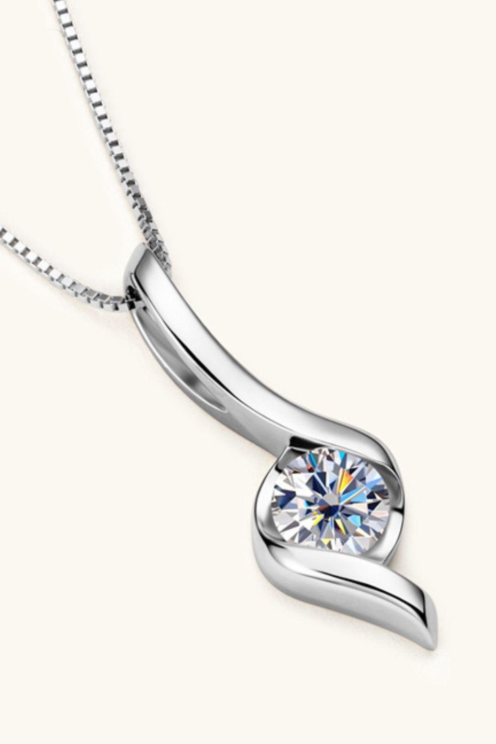 1 Carat Moissanite 925 Sterling Silver Necklace Carauana Store