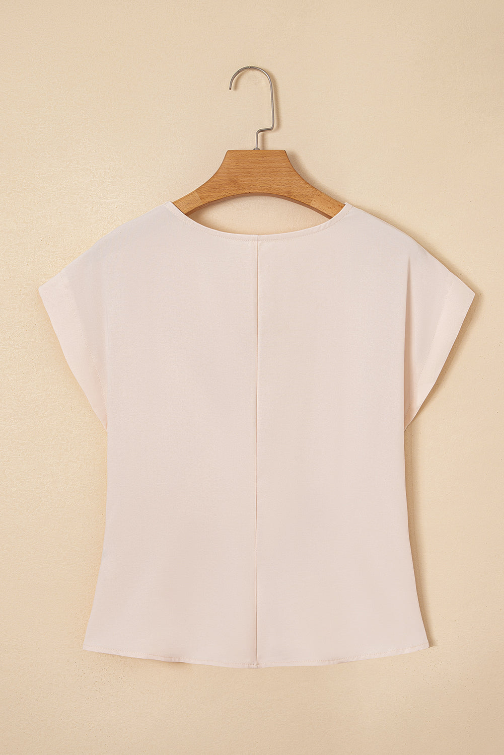 White Surplice V Neck Knotted Ruched Short Sleeve Peplum Blouse