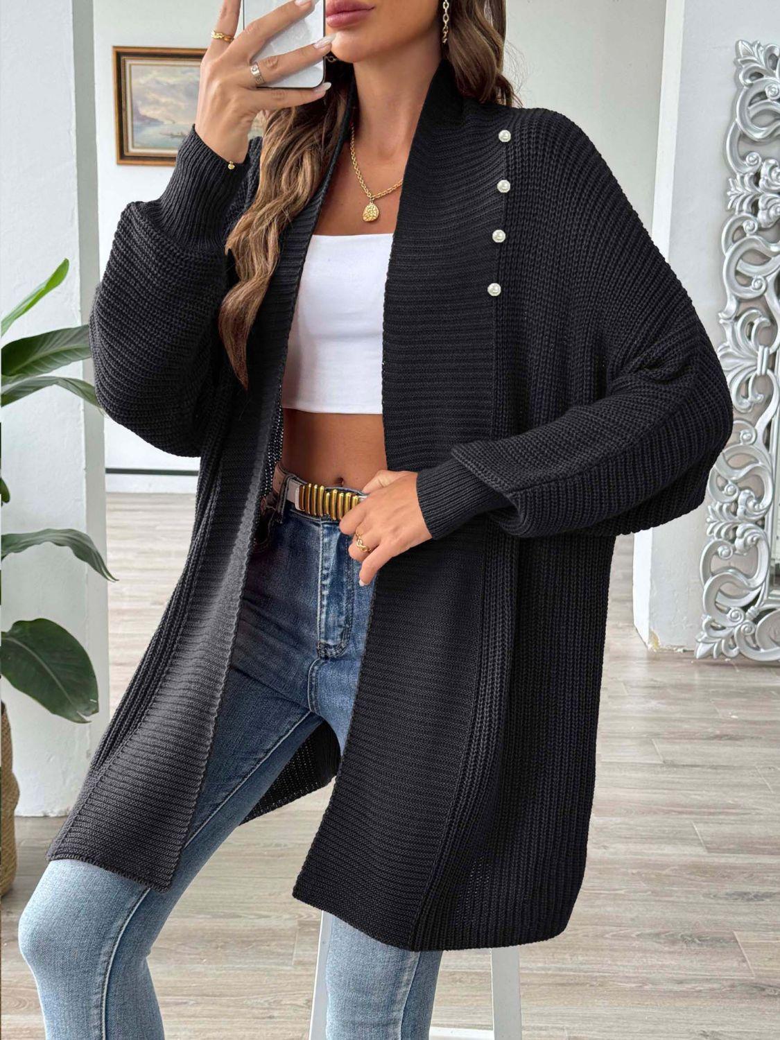 Open Front Long Sleeve Cardigan Carauana Store