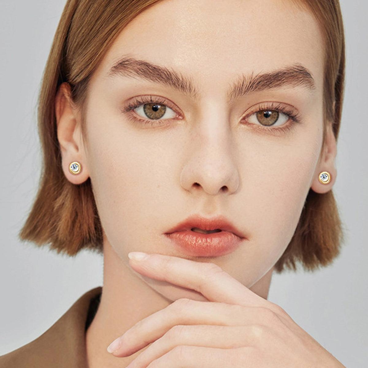 Moissanite 925 Sterling Silver Stud Earrings Carauana Store