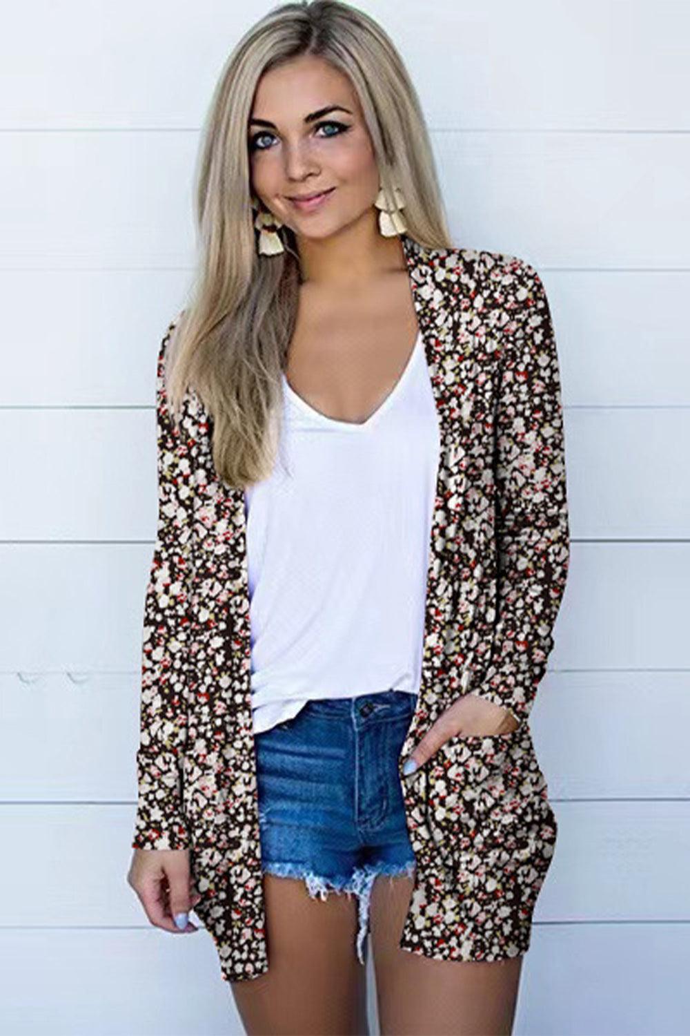 Printed Long Sleeve Cardigan Carauana Store
