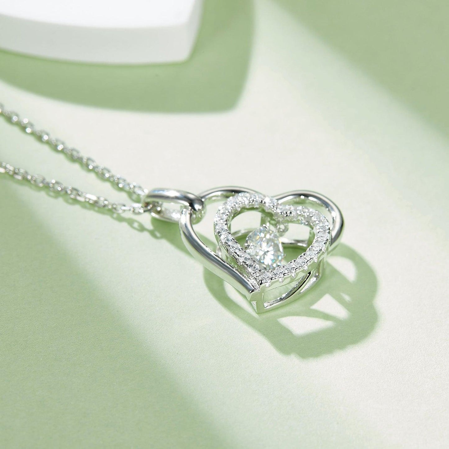 Moissanite 925 Sterling Silver Heart Necklace Carauana Store