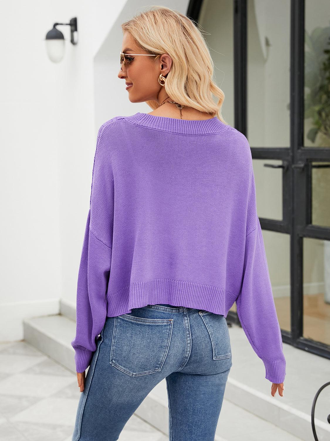 Eyelet Button Front Long Sleeve Cardigan Carauana Store