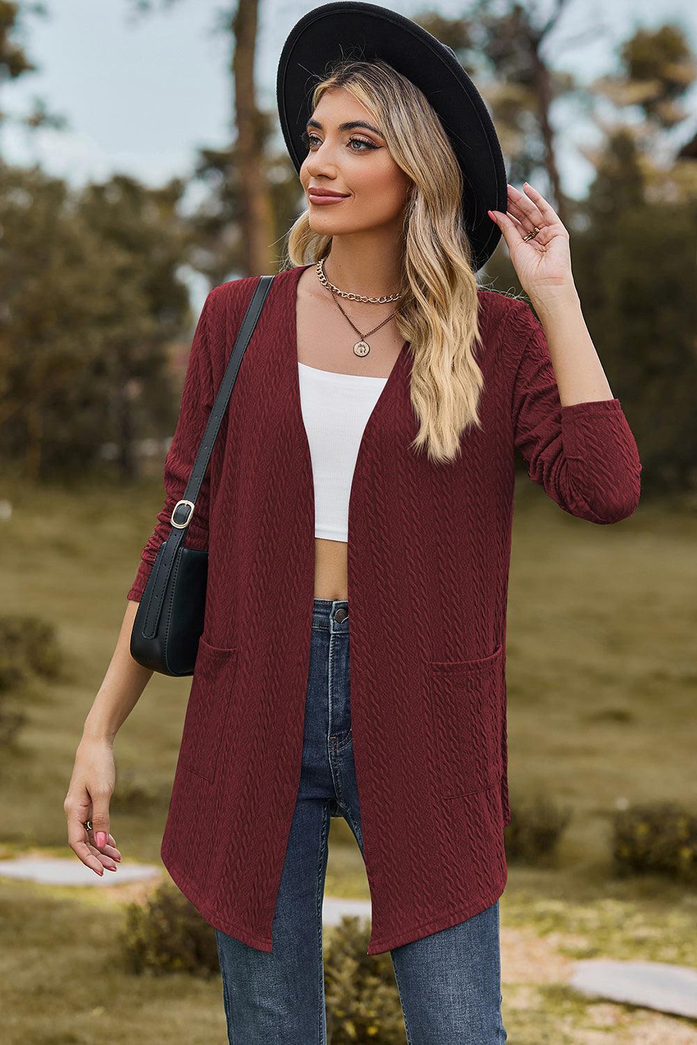 Open Front Long Sleeve Cardigan Carauana Store
