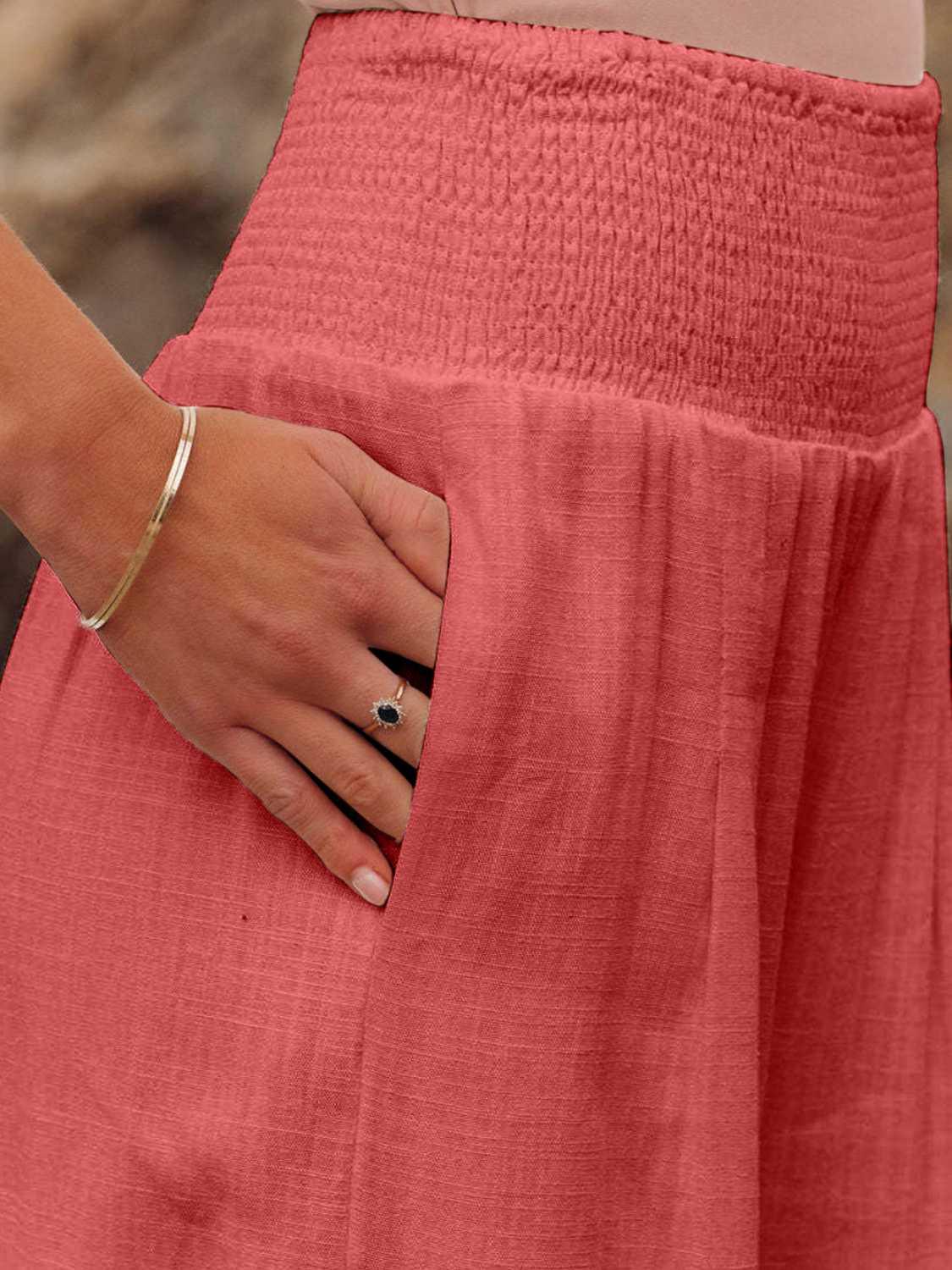 Full Size Smocked Waist Wide Leg Pants Carauana Store