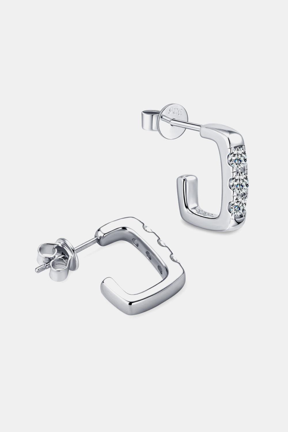 Moissanite 925 Sterling Silver Geometrical Huggie Earrings Carauana Store