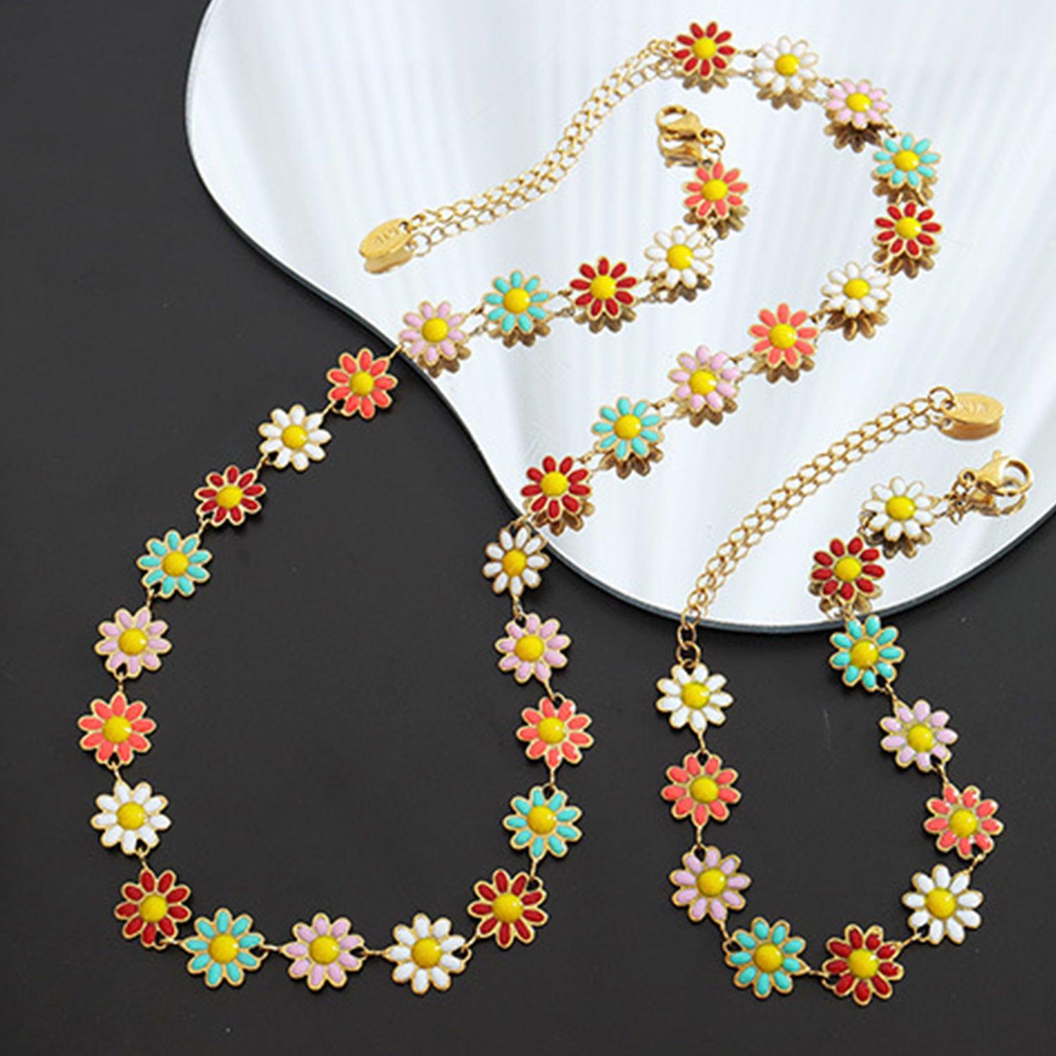 Titanium Steel Oil Drip Flower Necklace Carauana Store